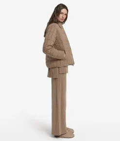 Piumino trecce reversibile in cashmere e tessuto tecnico