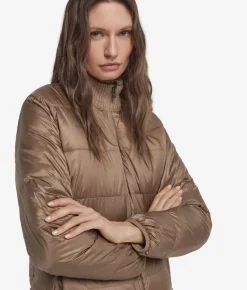 Piumino trecce reversibile in cashmere e tessuto tecnico