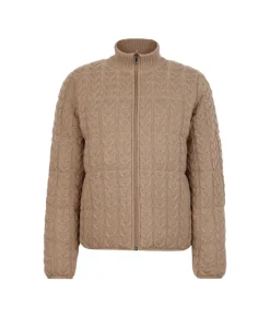 Piumino trecce reversibile in cashmere e tessuto tecnico