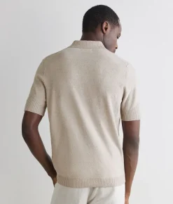 Polo a coste in lino e cotone