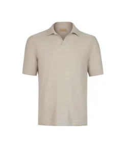 Polo a coste in lino e cotone