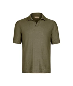 Polo a coste in lino e cotone
