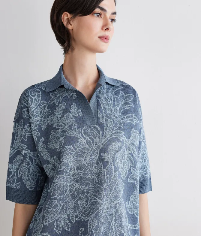 Polo jacquard botanico