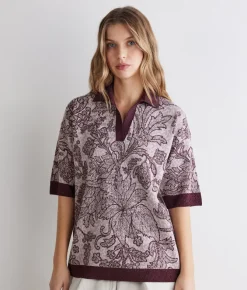 Polo jacquard botanico