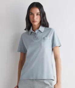 Polo piquet in cotone e seta