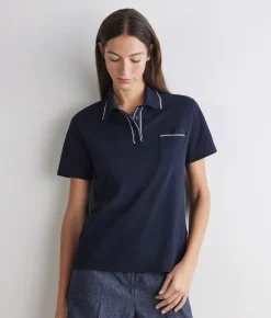 Polo piquet in cotone e seta