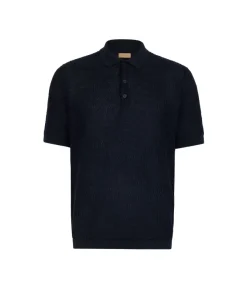 Polo punto mosso in cotone e lino