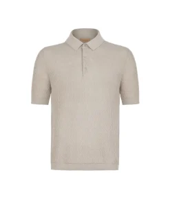 Polo punto mosso in cotone e lino