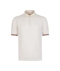 Polo riga a contrasto in cotone e lino