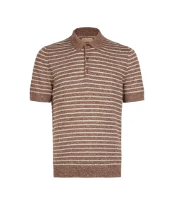 Polo rigata in cotone lino