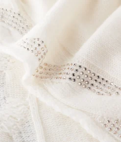 Sciarpa con trecce e strass in Cashmere Ultrasoft