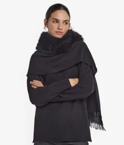 Sciarpa in cashmere con pelliccia