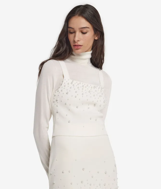 Top con perle in Cashmere Ultrasoft