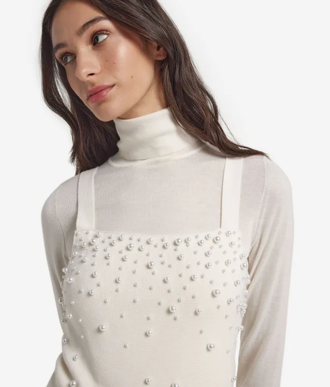 Top con perle in Cashmere Ultrasoft