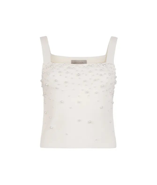 Top con perle in Cashmere Ultrasoft