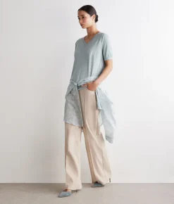 T-Shirt con scollo a V in cotone fresh