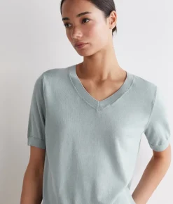T-Shirt con scollo a V in cotone fresh