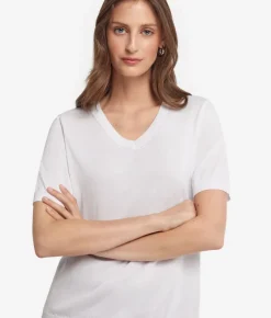 T-Shirt con scollo a V in cotone fresh
