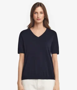T-Shirt con scollo a V in cotone fresh