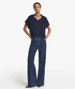 T-Shirt con scollo a V in seta e modal