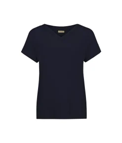 T-Shirt con scollo a V in seta e modal