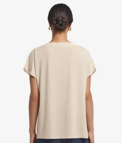 T-Shirt con scollo a V in seta e modal