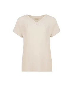 T-Shirt con scollo a V in seta e modal