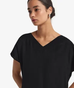 T-Shirt con scollo a V in seta e modal