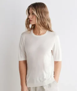 T-shirt girocollo in seta
