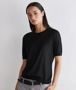 T-shirt girocollo in seta