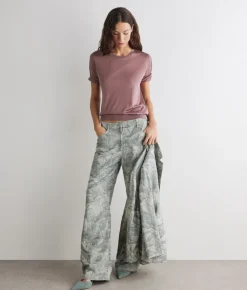 T-shirt girocollo in seta