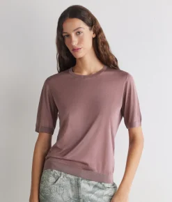 T-shirt girocollo in seta