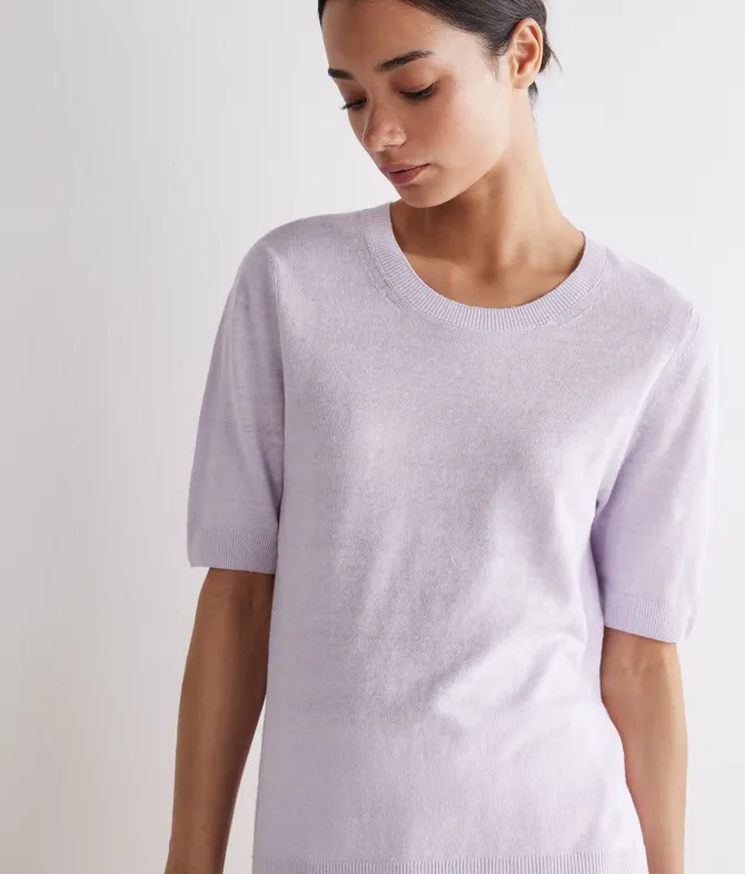 T-shirt girocollo lino e cotone