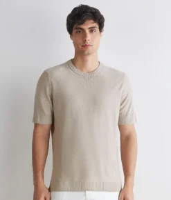T-shirt motivo coste in lino e cotone