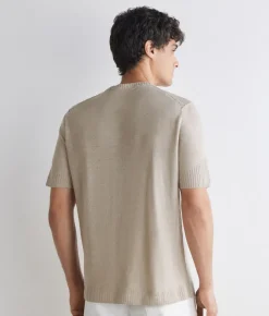 T-shirt motivo coste in lino e cotone