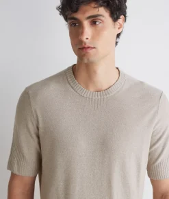 T-shirt motivo coste in lino e cotone