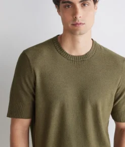 T-shirt motivo coste in lino e cotone