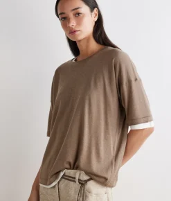 T-shirt over in Cashmere Silkfine