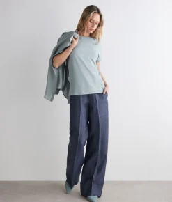 T-shirt piquet in cotone e seta