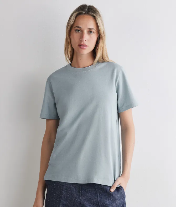 T-shirt piquet in cotone e seta