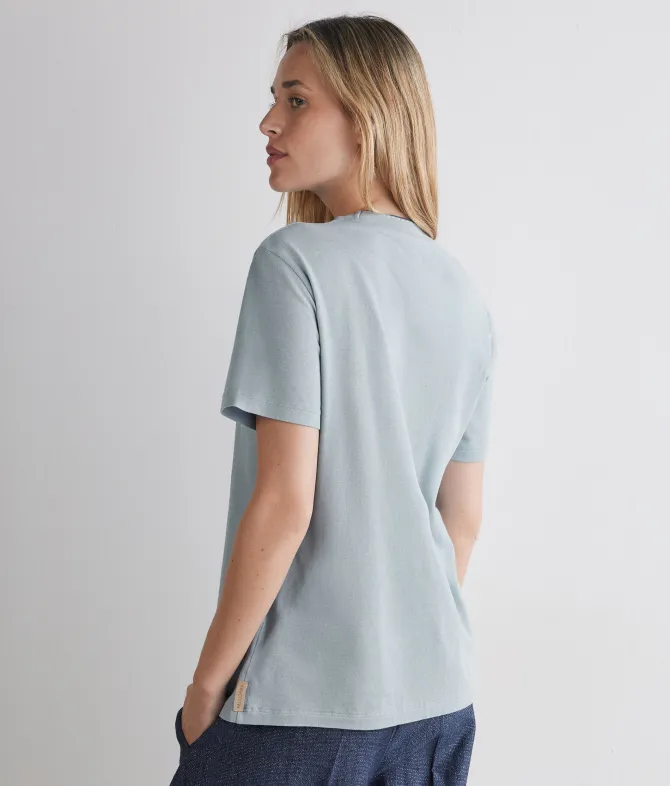 T-shirt piquet in cotone e seta