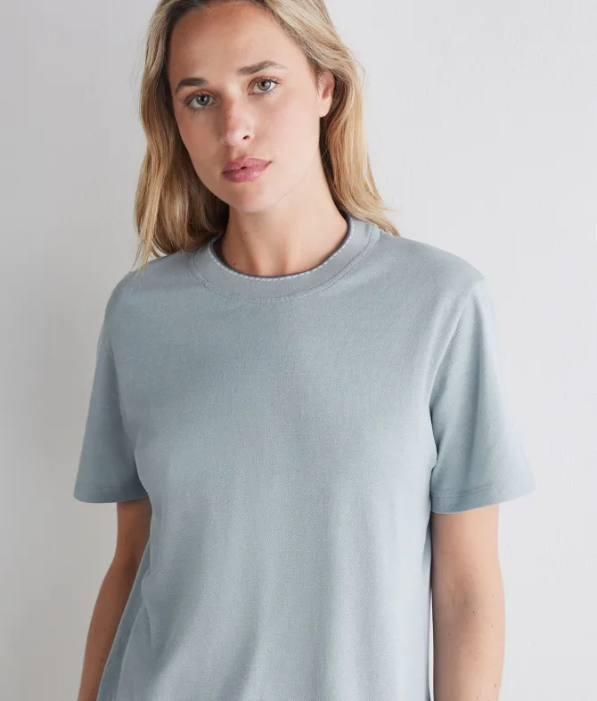 T-shirt piquet in cotone e seta
