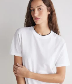 T-shirt piquet in cotone e seta