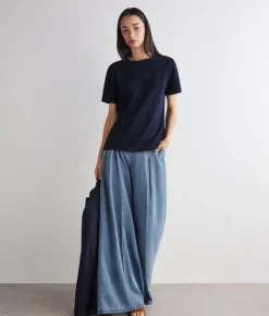 T-shirt piquet in cotone e seta