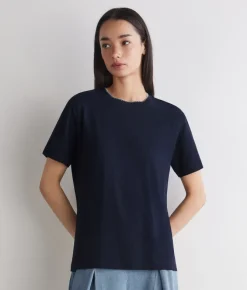 T-shirt piquet in cotone e seta