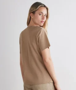 T-shirt piquet in cotone e seta