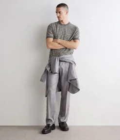 T-shirt rigata in cotone lino