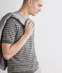 T-shirt rigata in cotone lino