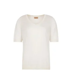 T-shirt scollo a V in seta