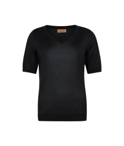 T-shirt scollo a V in seta